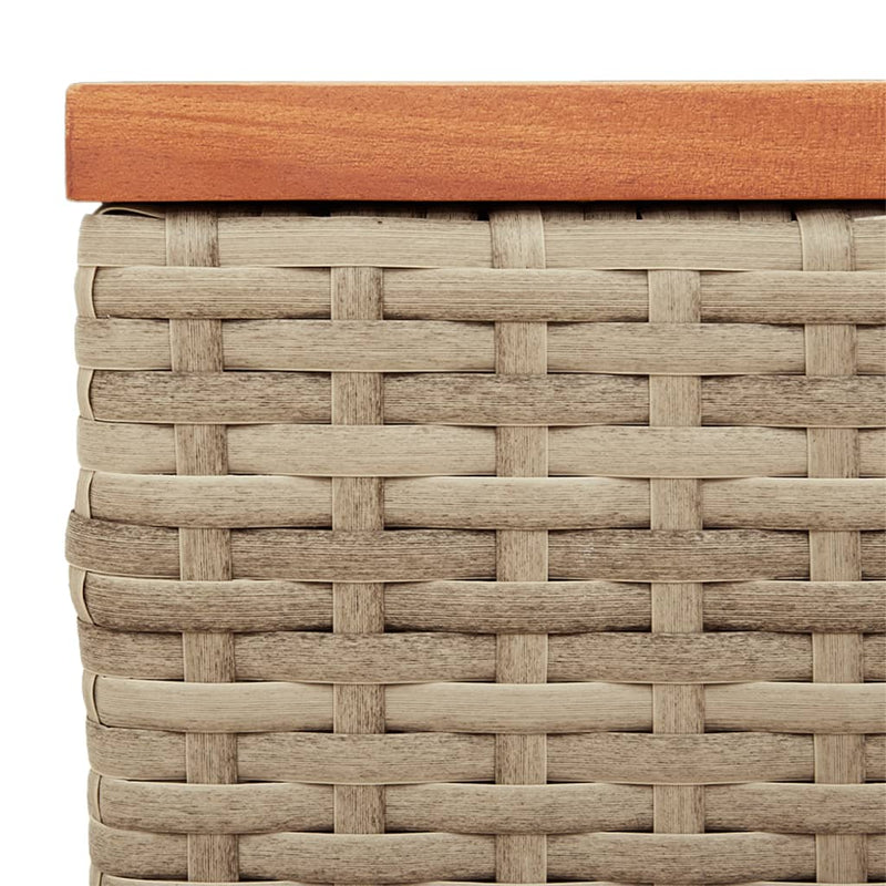 vidaXL 2 db bézs polyrattan és tömör fa kerti kisasztal 55x34x37 cm
