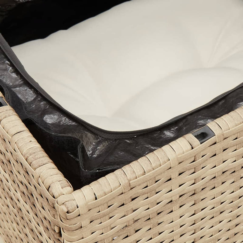 vidaXL 3 személyes bézs polyrattan kerti kanapé párnával