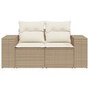 vidaXL 2 személyes bézs polyrattan kerti kanapé párnával