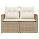 vidaXL 2 személyes bézs polyrattan kerti kanapé párnával