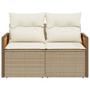 vidaXL 2 személyes bézs polyrattan kerti kanapé párnával