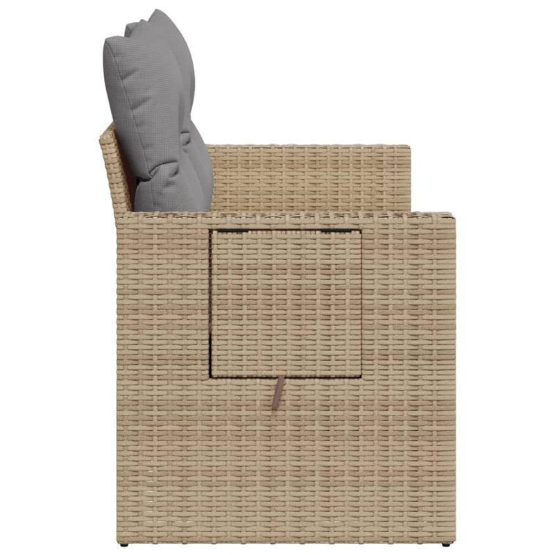 vidaXL 2 személyes bézs polyrattan kerti kanapé párnával