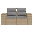 vidaXL 2 személyes bézs polyrattan kerti kanapé párnával