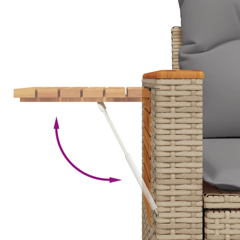 vidaXL 2 személyes bézs polyrattan kerti kanapé párnával