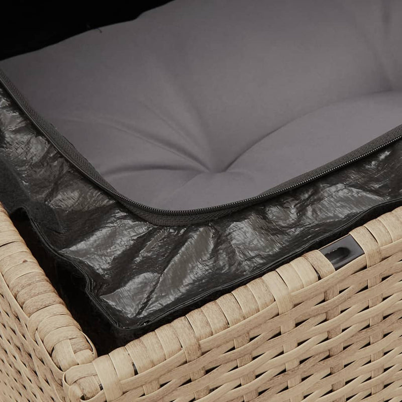 vidaXL 3 személyes bézs polyrattan kerti kanapé párnával