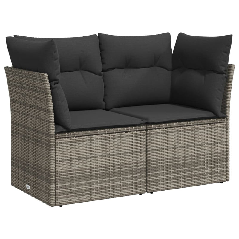 vidaXL 2 személyes szürke polyrattan kerti kanapé párnával