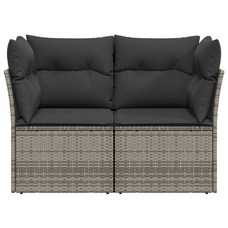 vidaXL 2 személyes szürke polyrattan kerti kanapé párnával