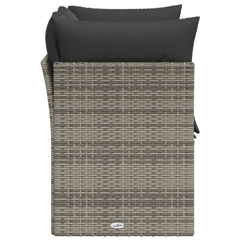 vidaXL 2 személyes szürke polyrattan kerti kanapé párnával