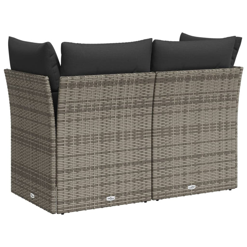 vidaXL 2 személyes szürke polyrattan kerti kanapé párnával