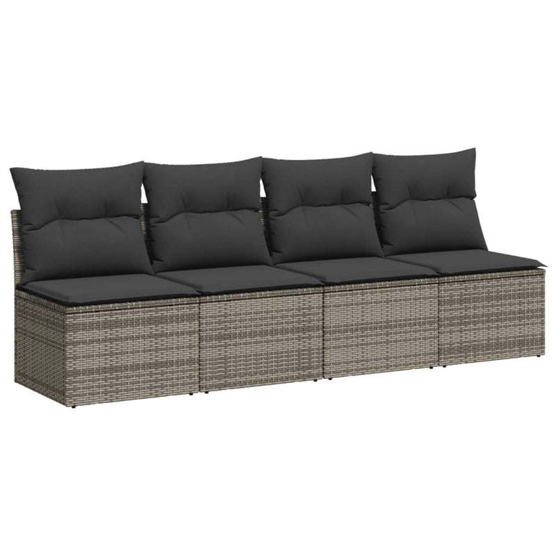vidaXL 4 személyes szürke polyrattan kerti kanapé párnával