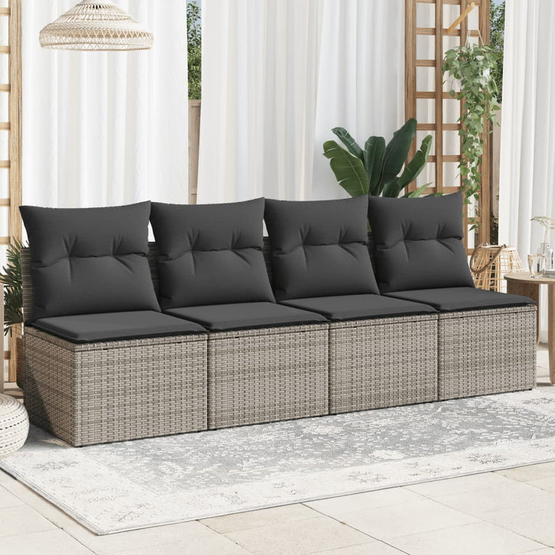 vidaXL 4 személyes szürke polyrattan kerti kanapé párnával