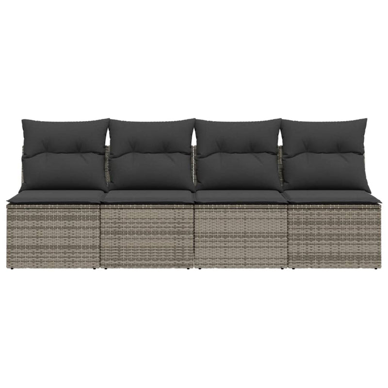 vidaXL 4 személyes szürke polyrattan kerti kanapé párnával