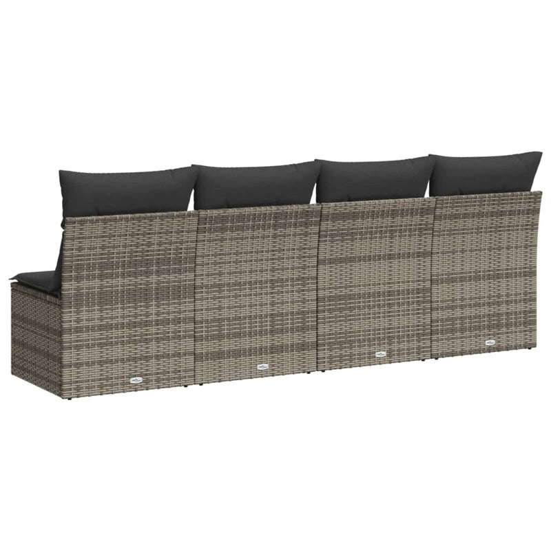 vidaXL 4 személyes szürke polyrattan kerti kanapé párnával