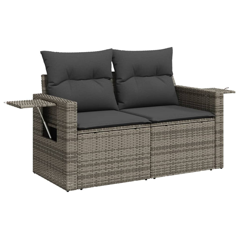 vidaXL 2 személyes szürke polyrattan kerti kanapé párnával