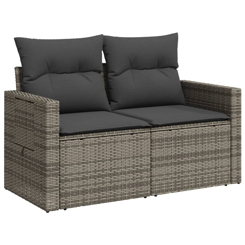 vidaXL 2 személyes szürke polyrattan kerti kanapé párnával