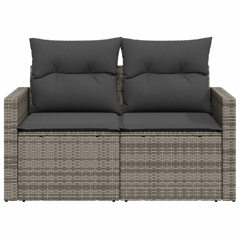 vidaXL 2 személyes szürke polyrattan kerti kanapé párnával