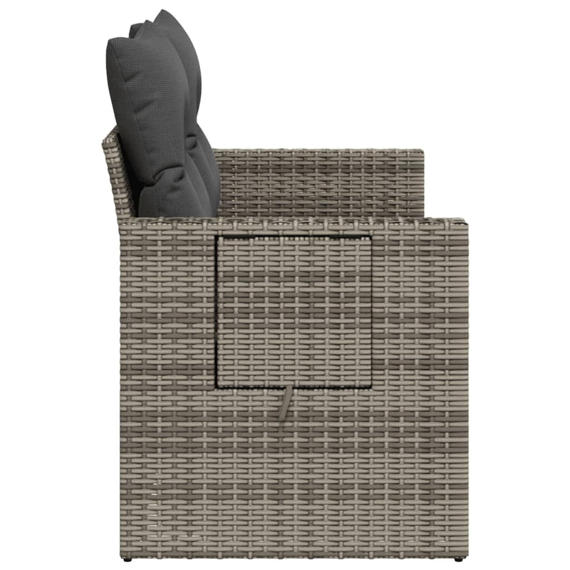 vidaXL 2 személyes szürke polyrattan kerti kanapé párnával
