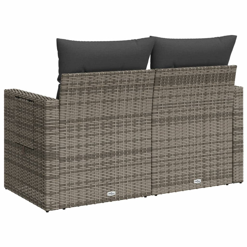 vidaXL 2 személyes szürke polyrattan kerti kanapé párnával