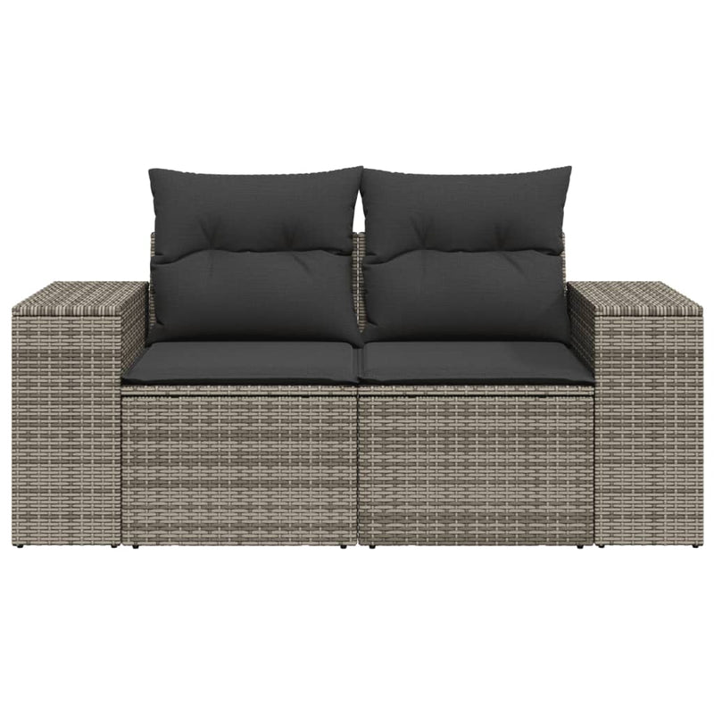 vidaXL 2 személyes szürke polyrattan kerti kanapé párnával