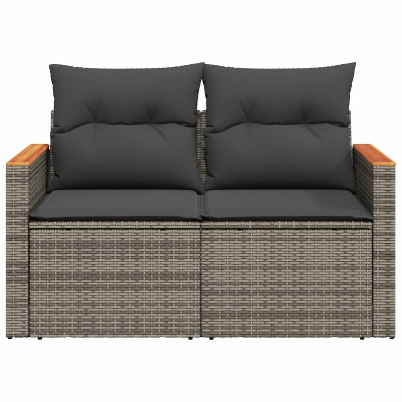 vidaXL 2 személyes szürke polyrattan kerti kanapé párnával