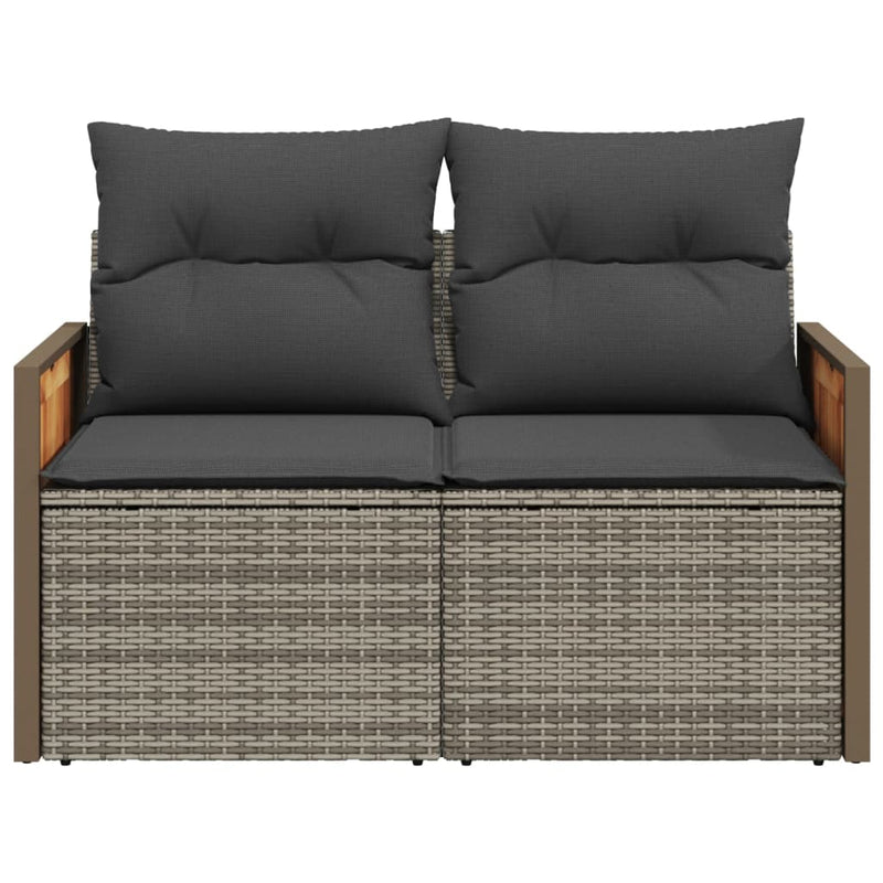 vidaXL 2 személyes szürke polyrattan kerti kanapé párnával