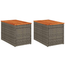 vidaXL 2 db szürke polyrattan és tömör fa kerti kisasztal 55x34x37 cm