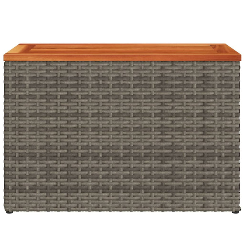 vidaXL 2 db szürke polyrattan és tömör fa kerti kisasztal 55x34x37 cm