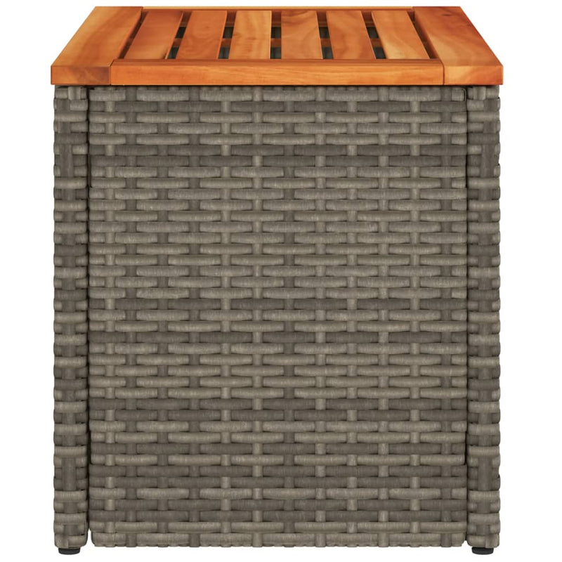 vidaXL 2 db szürke polyrattan és tömör fa kerti kisasztal 55x34x37 cm