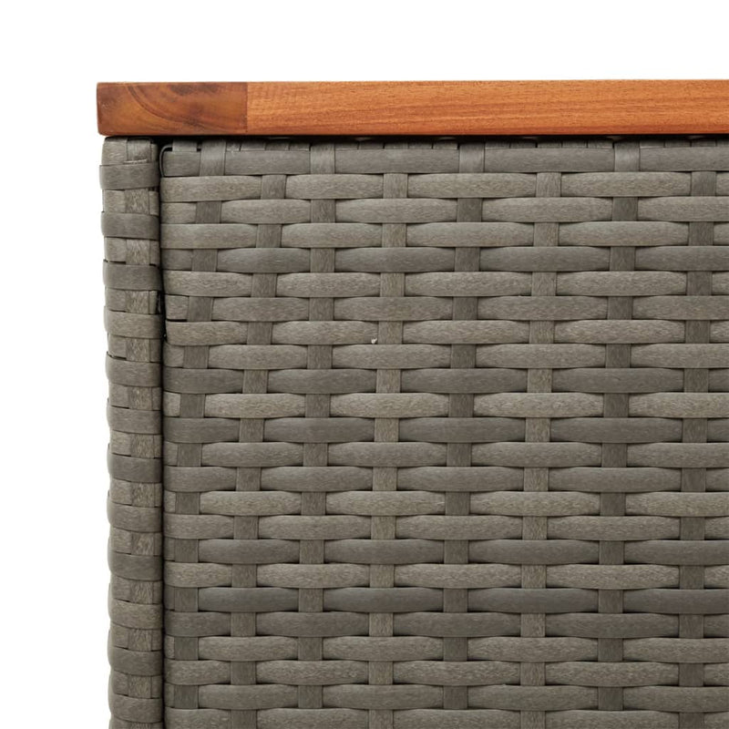 vidaXL 2 db szürke polyrattan és tömör fa kerti kisasztal 55x34x37 cm