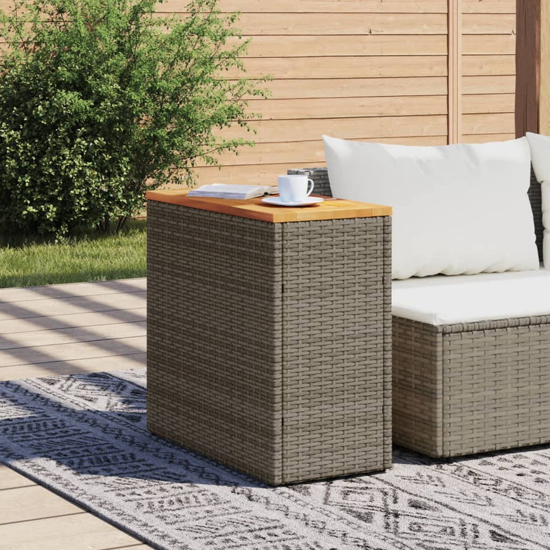 vidaXL szürke polyrattan falapos kerti kisasztal 58 x 27,5 x 55 cm