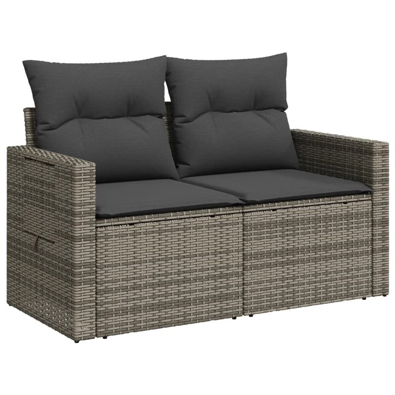 vidaXL 2 személyes szürke polyrattan kerti kanapé párnával
