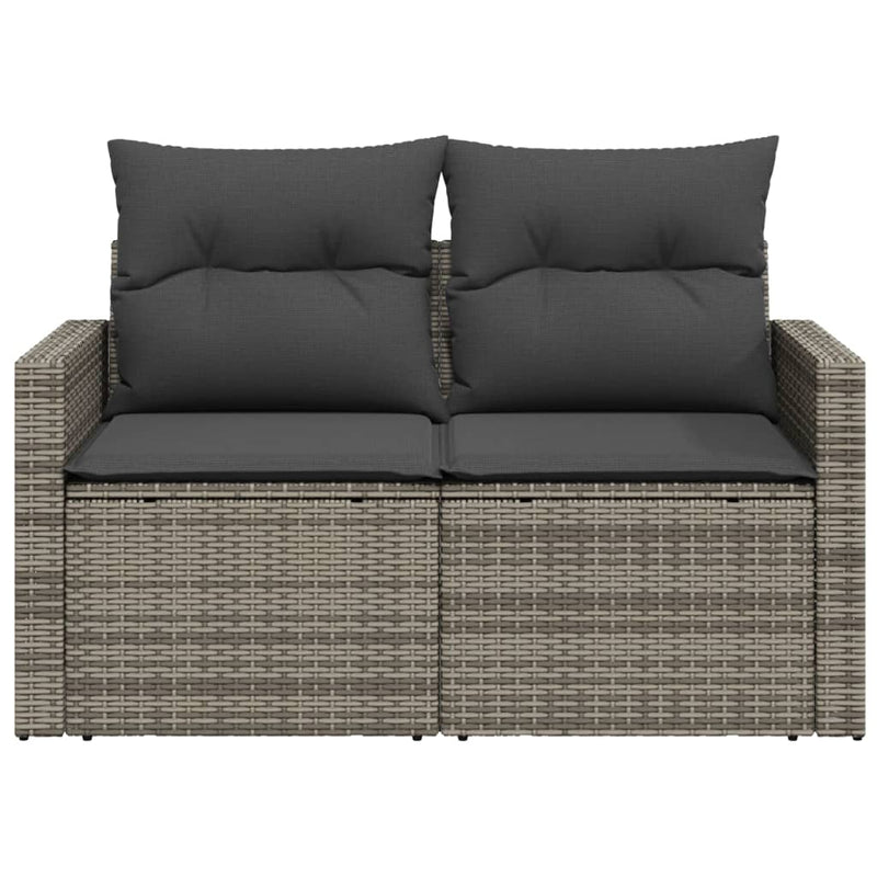 vidaXL 2 személyes szürke polyrattan kerti kanapé párnával