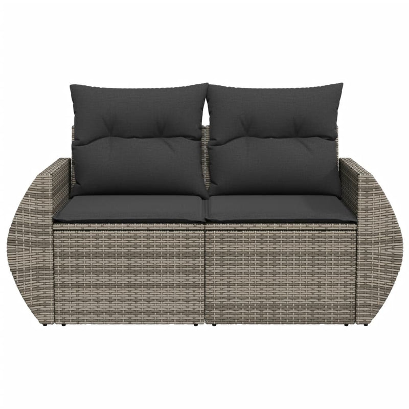 vidaXL 2 személyes szürke polyrattan kerti kanapé párnával