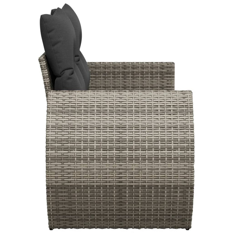 vidaXL 2 személyes szürke polyrattan kerti kanapé párnával