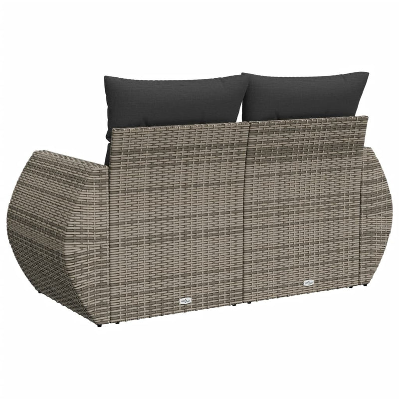 vidaXL 2 személyes szürke polyrattan kerti kanapé párnával