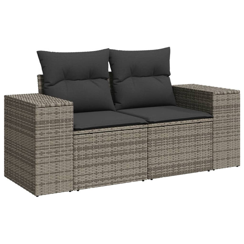 vidaXL 2 személyes szürke polyrattan kerti kanapé párnával