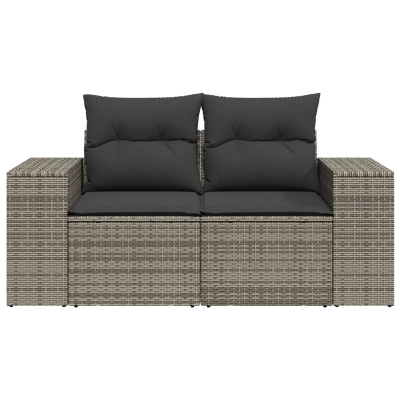 vidaXL 2 személyes szürke polyrattan kerti kanapé párnával
