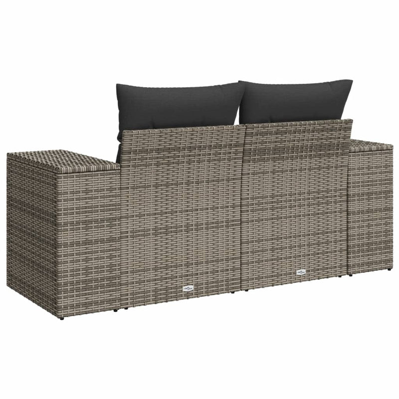 vidaXL 2 személyes szürke polyrattan kerti kanapé párnával