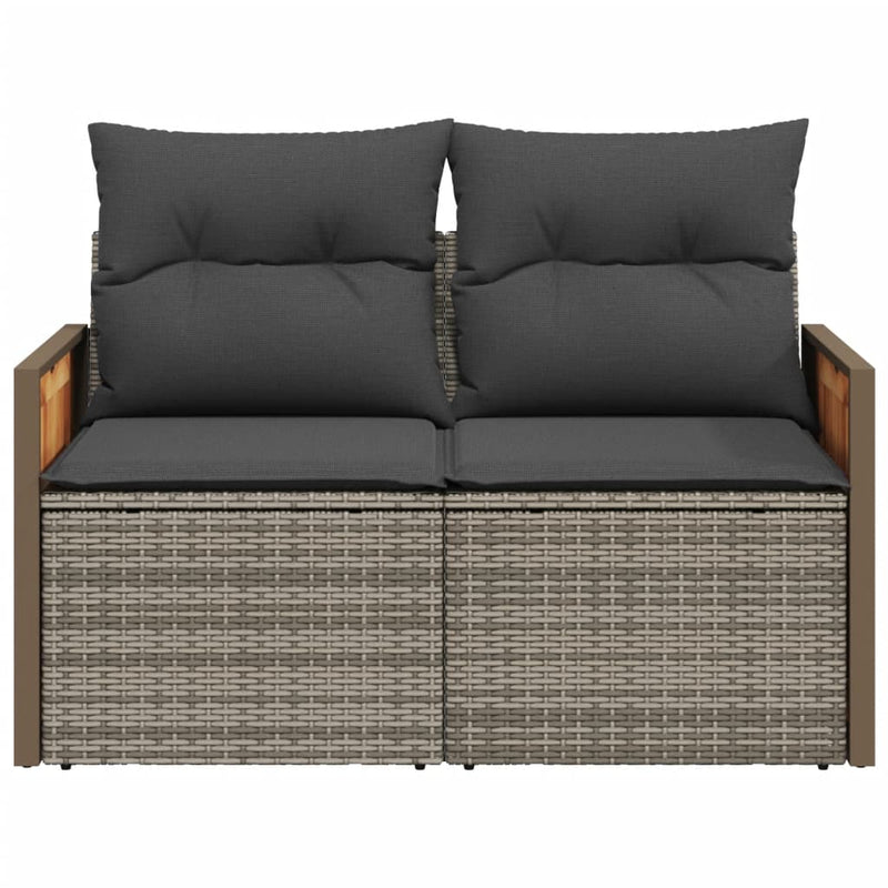 vidaXL 2 személyes szürke polyrattan kerti kanapé párnával
