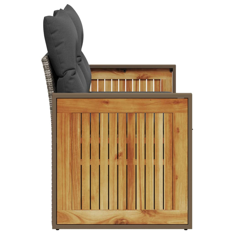 vidaXL 2 személyes szürke polyrattan kerti kanapé párnával