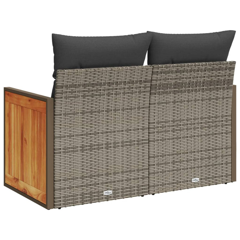 vidaXL 2 személyes szürke polyrattan kerti kanapé párnával