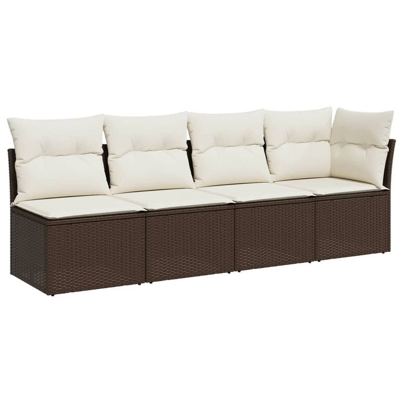 vidaXL 4 személyes barna polyrattan kerti kanapé párnával