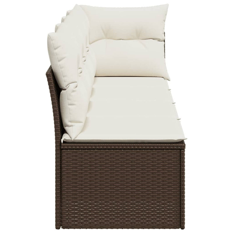 vidaXL 4 személyes barna polyrattan kerti kanapé párnával