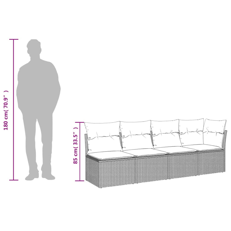 vidaXL 4 személyes barna polyrattan kerti kanapé párnával