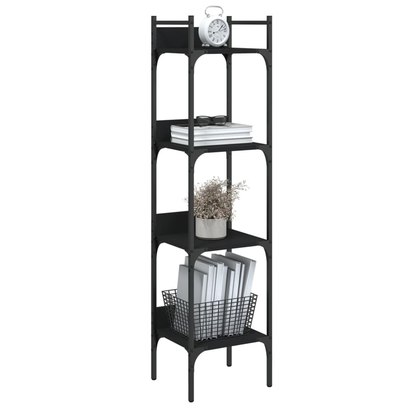 vidaXL 4 szintes fekete szerelt fa könyvespolc 35 x 30 x 138,5 cm