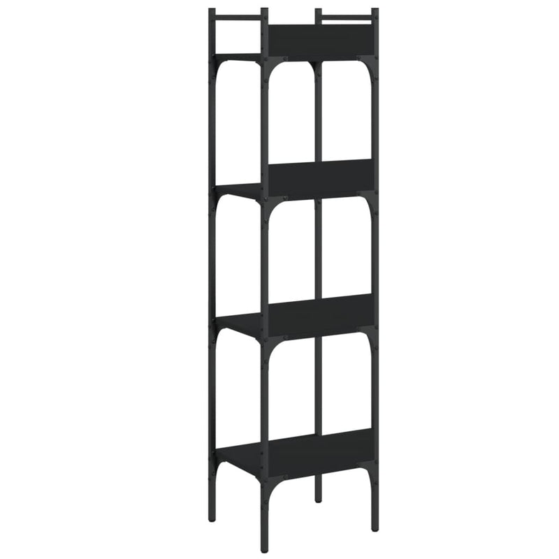 vidaXL 4 szintes fekete szerelt fa könyvespolc 35 x 30 x 138,5 cm