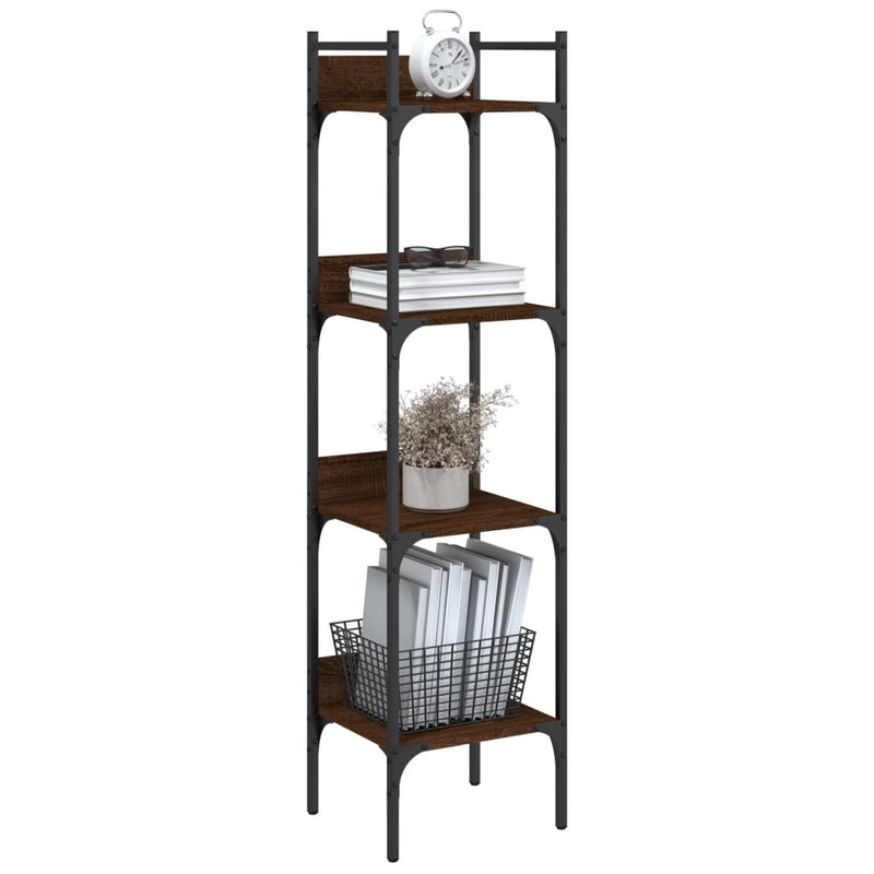 vidaXL 4 szintes barna tölgy szerelt fa könyvespolc 35 x 30 x 138,5 cm