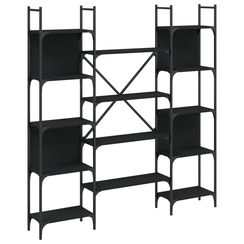 vidaXL fekete szerelt fa könyvespolc 155,5 x 24 x 166,5 cm