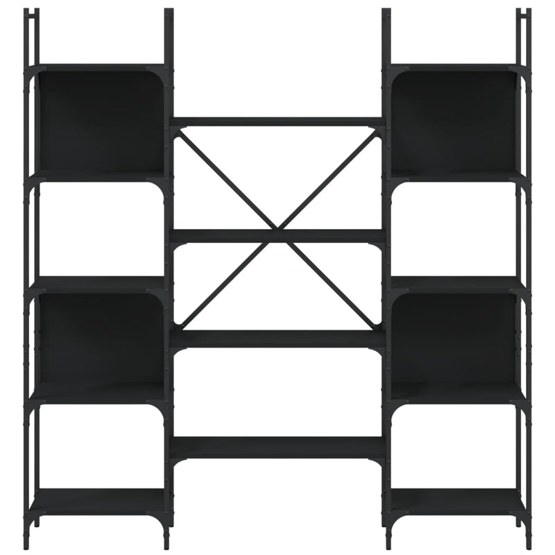vidaXL fekete szerelt fa könyvespolc 155,5 x 24 x 166,5 cm