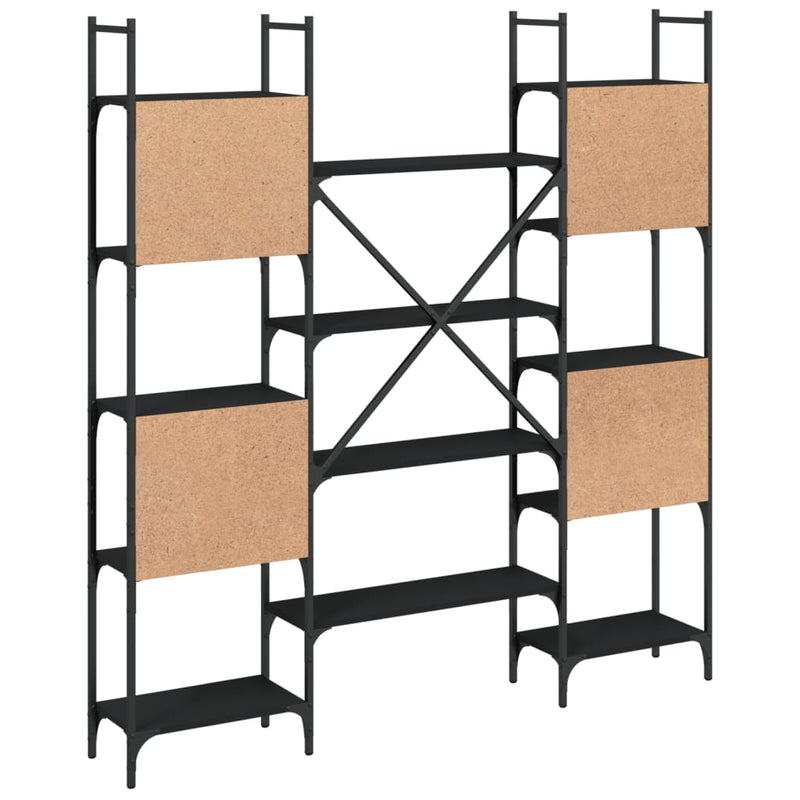 vidaXL fekete szerelt fa könyvespolc 155,5 x 24 x 166,5 cm
